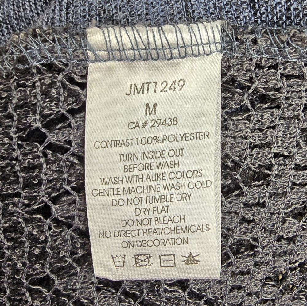 Miss Me Studded Velvet Embossed Lace Back Knit Boho Tunic Top sz Medium - Picture 9 of 9